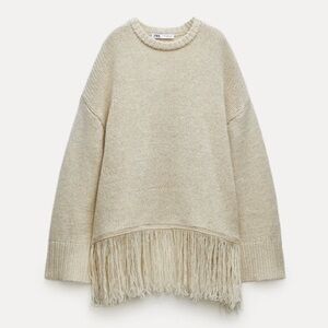 ZARA 100% Wool Bloggers Fav Fringed Sweater